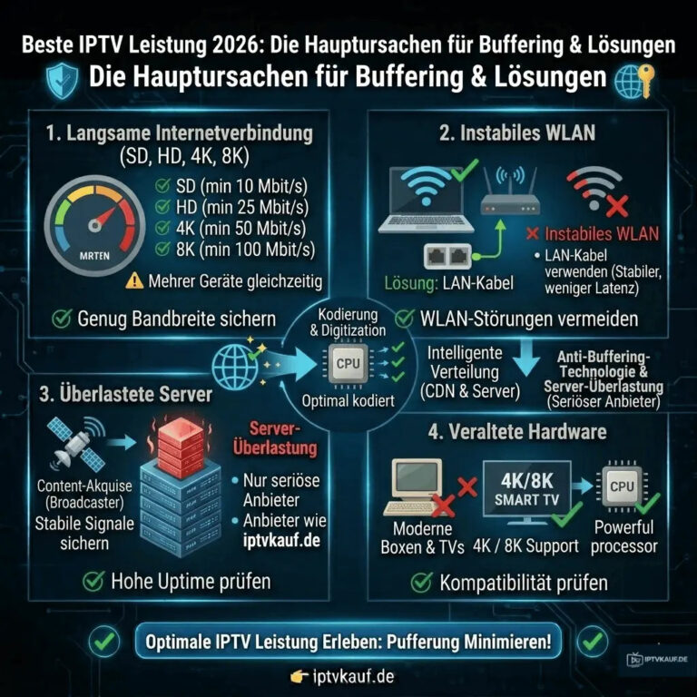 IPTV Leistung verbessern – Weniger IPTV Buffering und IPTV Pufferung mit stabiler Streaming-Qualität bei iptvkauf.de