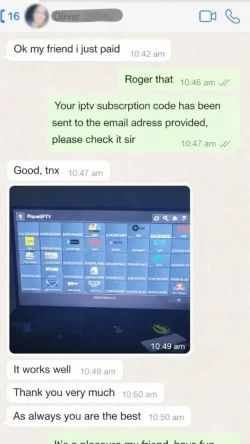 Positive Erfahrung eines Nutzers mit unserem IPTV Deutschland Service via WhatsApp – hier IPTV kaufen.
