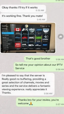 Glücklicher Kunde lobt die 4K Qualität in WhatsApp – Ihr vertrauensvoller Partner für IPTV Deutschland beim IPTV kaufen.